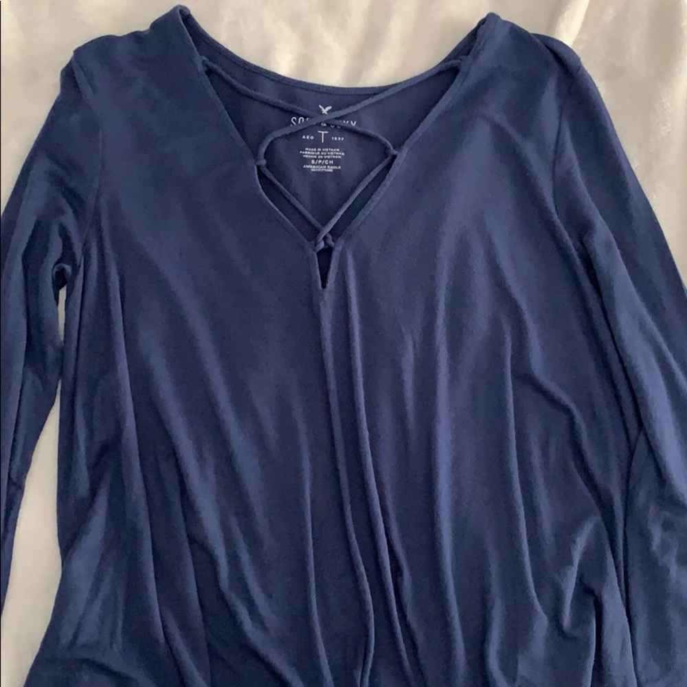 American Eagle Criss Cross Long Sleeve Top
